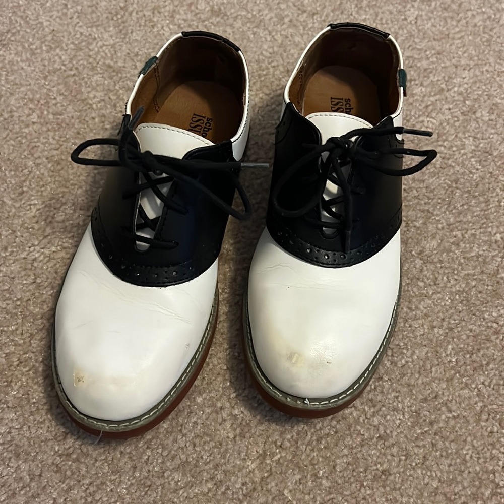 School Issue Kids Saddle Shoes - Black/White